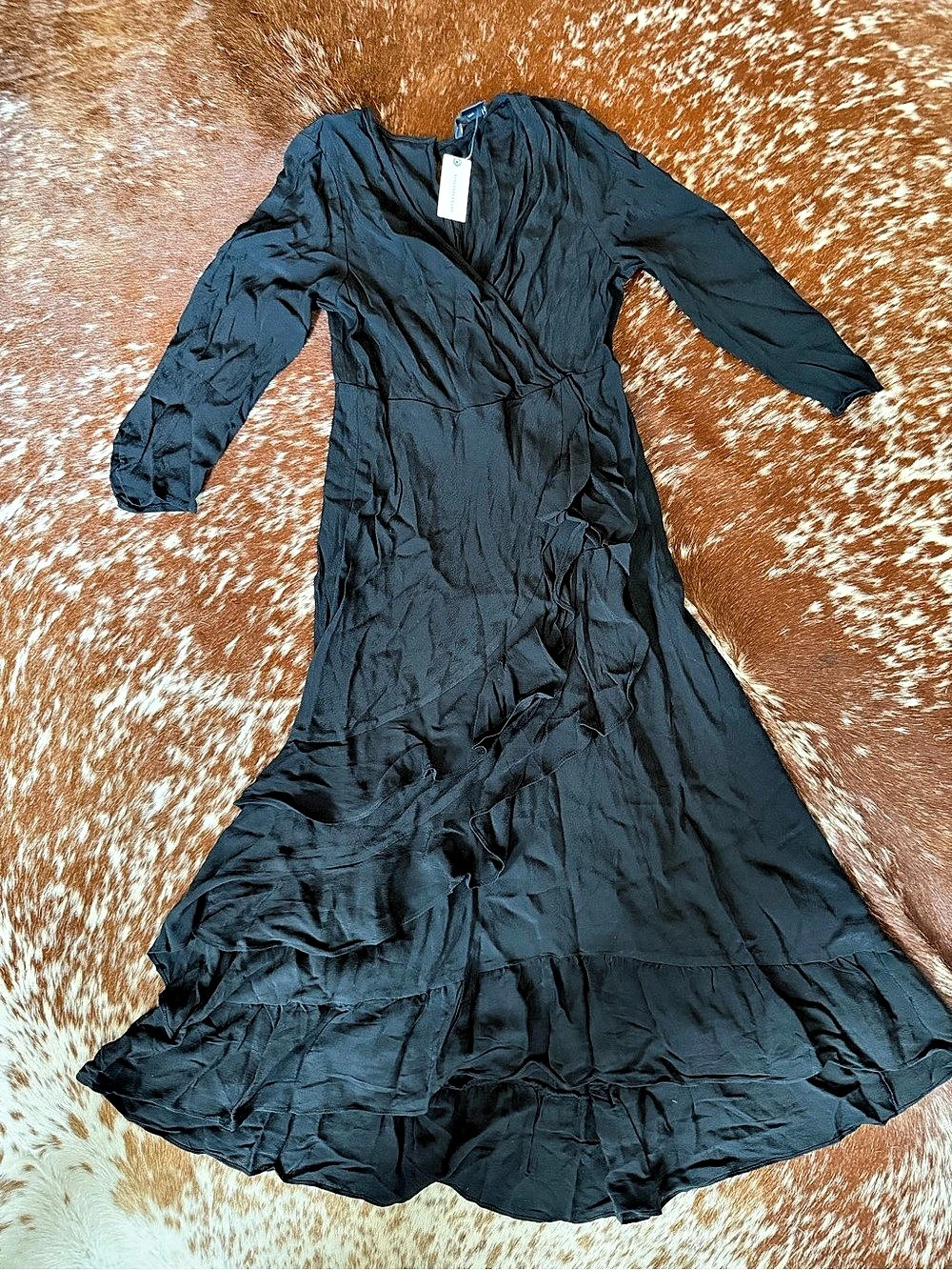 Maeve Long Sleeve Ruffle Maxi Dress in Black Size 4 NWT